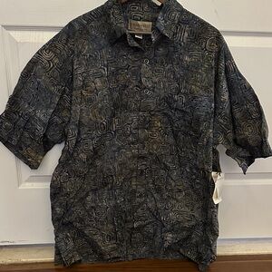 HARI Men's Black and Gray Geometric Shirt